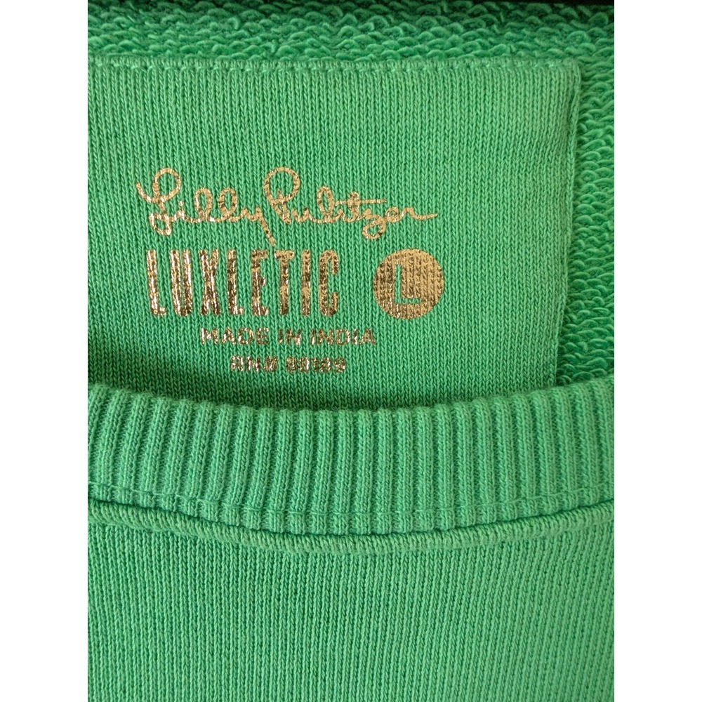 Lilly Pulitzer Luxletic Sweatshirt Womens Large Green Side Zip Pockets Raglan - Picture 4 of 8